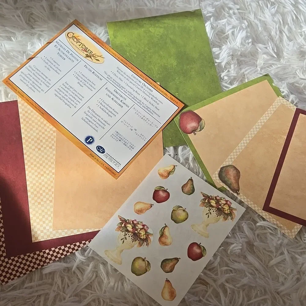 VINTAGE CREATIVE MEMORIES COUNTRY ORCHARD PHOTO MATS & STICKERS  RETIRED green